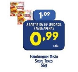 Arena Atacado Hamburguer Misto Seara Texas 56g oferta