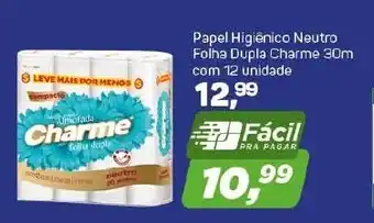 Arena Atacado Papel Higiénico Neutro Folha Dupla Charme 30m com 12 unidades oferta