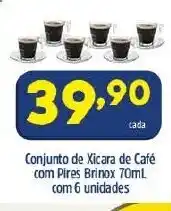 Conjunto de Xicaras de Cafe com Pires Brinox 70ml com 6 unidades
