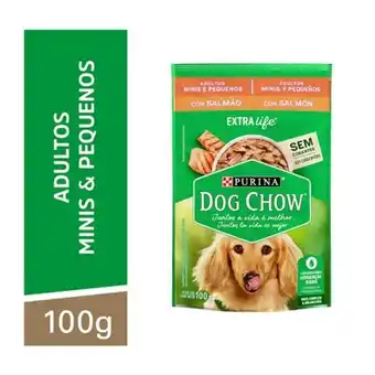 Brasão Supermercados Ração para cães adultos pequenos dog chow salmão ao molho 100g oferta