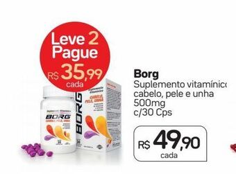 Borg suplemento vitamínico cabelo, pele e unha 500mg c/30 cps