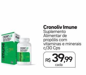 Cronoliv imune suplemento alimentar de propólis com vitaminas e minerais c/30 cps