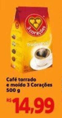 Extra Supermercado Café torrado e moído 3 Corações 500g oferta