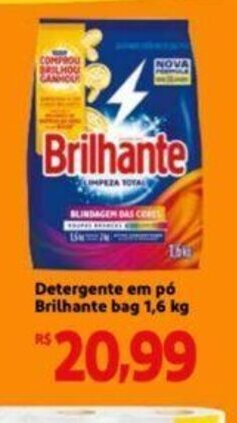 Extra Supermercado Detergente em pó Brilhante bag 1,6 kg oferta