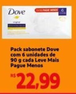 Extra Supermercado Pack sabonete Dove com 6 unidades de 90 g cada Leve Mais Pague Menos oferta