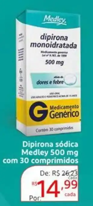 Dipirona sodica Medley 500mg com 30 comprimidos