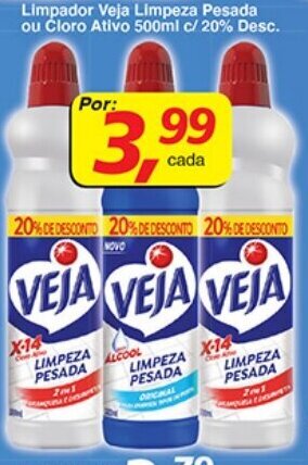 Supermercados Guanabara Limpador Veja Limpeza Pesada ou Cloro Ativo 500ml c/20% de Desc. oferta