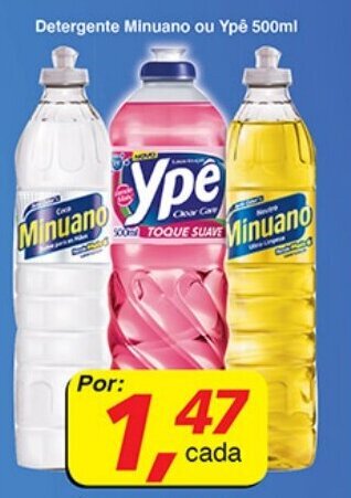 Supermercados Guanabara Detergente Minuano ou Ype 500ml oferta