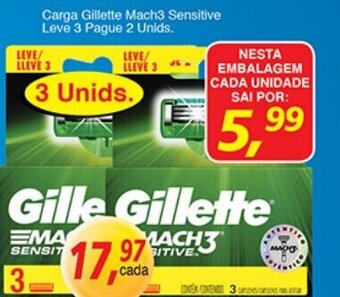 Supermercados Guanabara Carga Gillette Mach3 Sensitive Leve 3 Pague 2 Unids. oferta