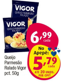 Queijo Parmesão Ralado Vigor pct. 50g