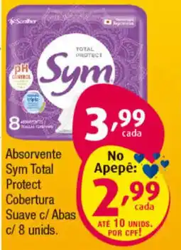 Absorvente Sym Total Protect Cobertura Suave c/ Abas c/ 8 unids.