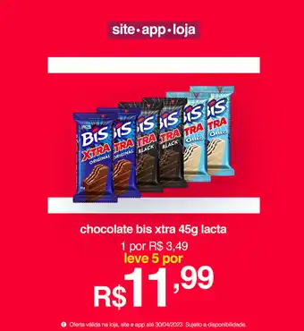 Lojas Americanas chocolate bis xtra 45g lacta oferta