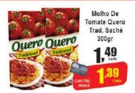 Higa's Supermercado Molho De Tomate Quero Trad. Sache 300gr oferta