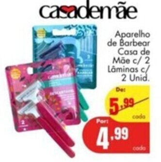 Aparelho de Barbear Casa de Mãe c/2 Lâminas c/ 2 Unid.