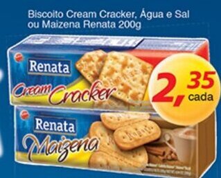 Supermercados Guanabara Biscoito Cream Cracker, Agua e Sal ou Maizena Renata 200g oferta