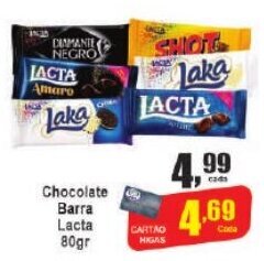 Higa's Supermercado Chocolate Barra Lacta 80gr oferta