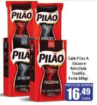 Higa's Supermercado Cafe Pilão A Vácuo e Almofada TRADICIONAL CAFE TORRADOEMODO 500g Forte 500gr oferta