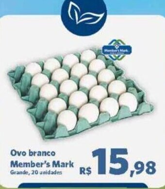 Sam's Club Ovo branco Member's Mark Grande, 20 unidades oferta