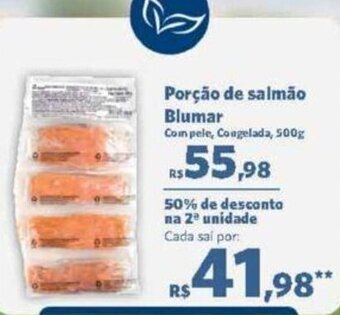 Porção de salmão Blumar Com pele, Congelada, 500g