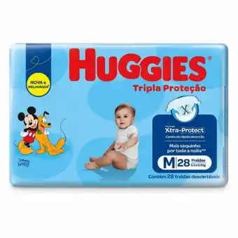 Supermercados Paraná Fralda infantil descartável tripla proteção tamanho m huggies 28un oferta