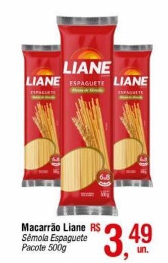 Fort Atacadista Macarrão Liane Sêmola Espaguete Pacote 500g oferta