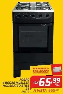 GBarbosa Fogão 4 bocas mueller moderatto stile g6 preto oferta