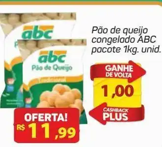 Supermercados ABC Pão de queijo congelado abc pacote 1kg oferta