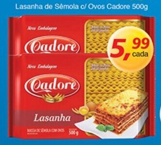 Supermercados Guanabara Lasanha de Semola c/ Ovos Cadore 500g oferta