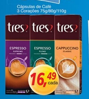 Capsulas de Cafe 3 Coracoe 75g/80g/110g