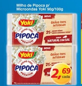 Supermercados Guanabara Milho de Pipoca p/ Microondas Yoki 90g/100g oferta