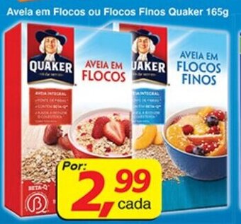Aveia em Flocos ou Flocos Finos Quaker 165g