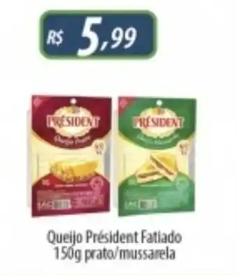 Queijo President fatiado 150g prato/ mussarela