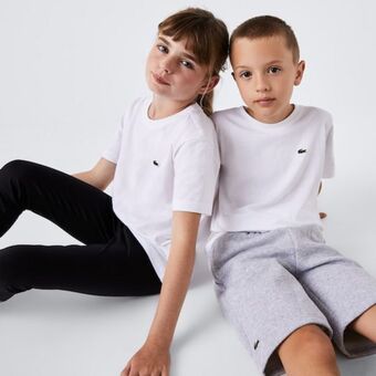 Lacoste Camiseta infantil em jérsei de algodão com gola redonda oferta