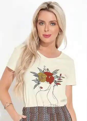 Moda pop - blusa off white com estampa localizada