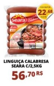 Mercadão Atacadista LINGUIÇA CALABRESA SEARA C/2,5KG oferta