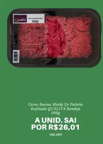 Carne Bovina Moída De Patinho Resfriada QUALITÁ Bandeja 500g