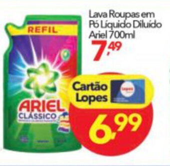 Lopes Supermercados Lava roupas em po liquido Diluido Ariel 700ml oferta