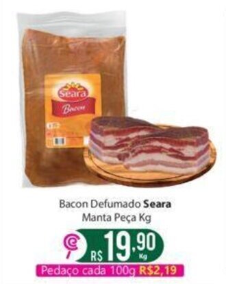 Comercial Esperança Bacon Defumado Seara Manta Peça Kg oferta