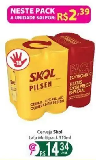 Comercial Esperança Cerveja Skol Lata Multipack 310ml oferta