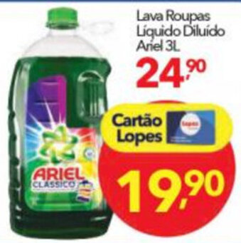 Lopes Supermercados Lava roupas liquido Diluido Ariel 3L oferta