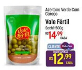 Azeitona Verde Com Caroço Vale Fértil Sachê 500g