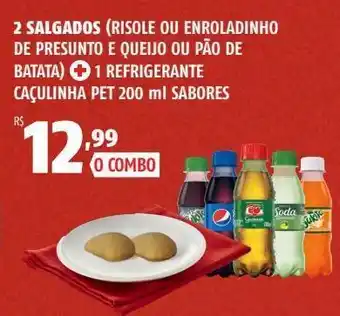 2 salgados + refrigerante 200ml