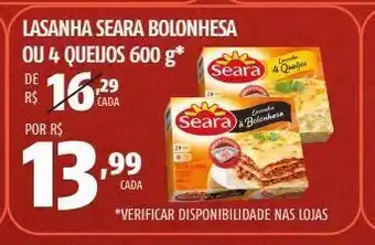 Lasanha seara bolonhesa ou 4 queijos 600g