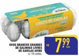 Mercantil Rodrigues Ovos brancos grandes de galinhas livres de gaiolas avine 10un oferta
