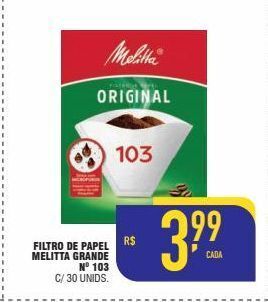 Mercantil Rodrigues Filtro de papel melitta grande no. 103 30un oferta