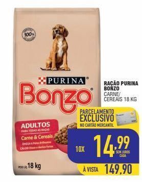 Mercantil Rodrigues Ração para cães bonzo 18kg oferta