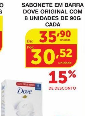 Roldão Sabonete em barra dove 8un 90g oferta