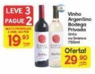 Supermercados Princesa Vinho argentino bodega privada 750ml oferta
