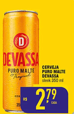 Mercantil Rodrigues CERVEJA PURO MALTE DEVASSA sleek 350 ml oferta