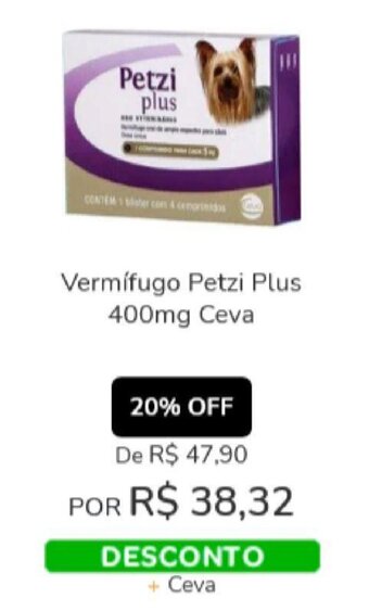 Cobasi Vermifugo Petzi Plus 400mg Ceva oferta